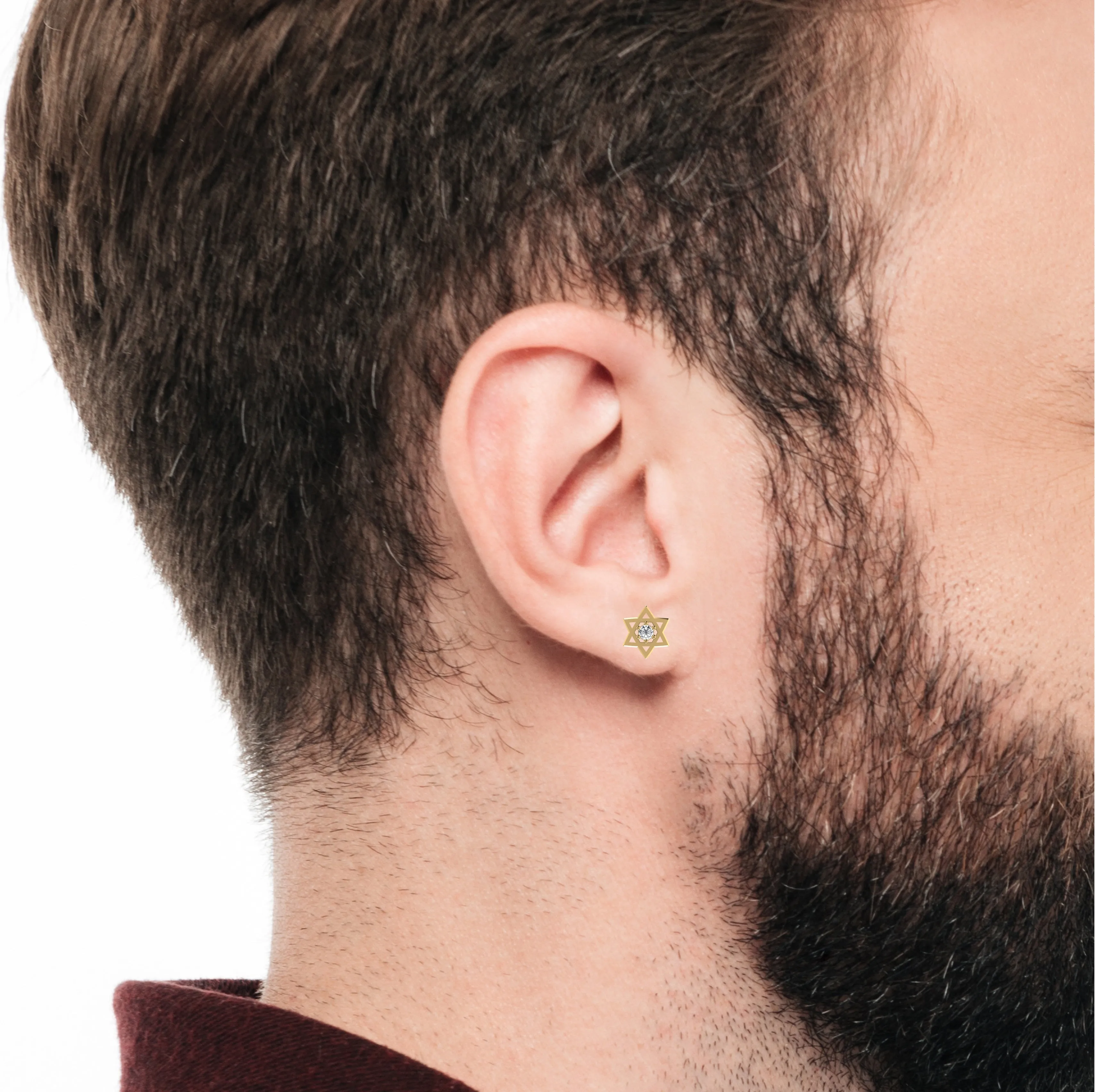 Star Men's Stud Silver Earring