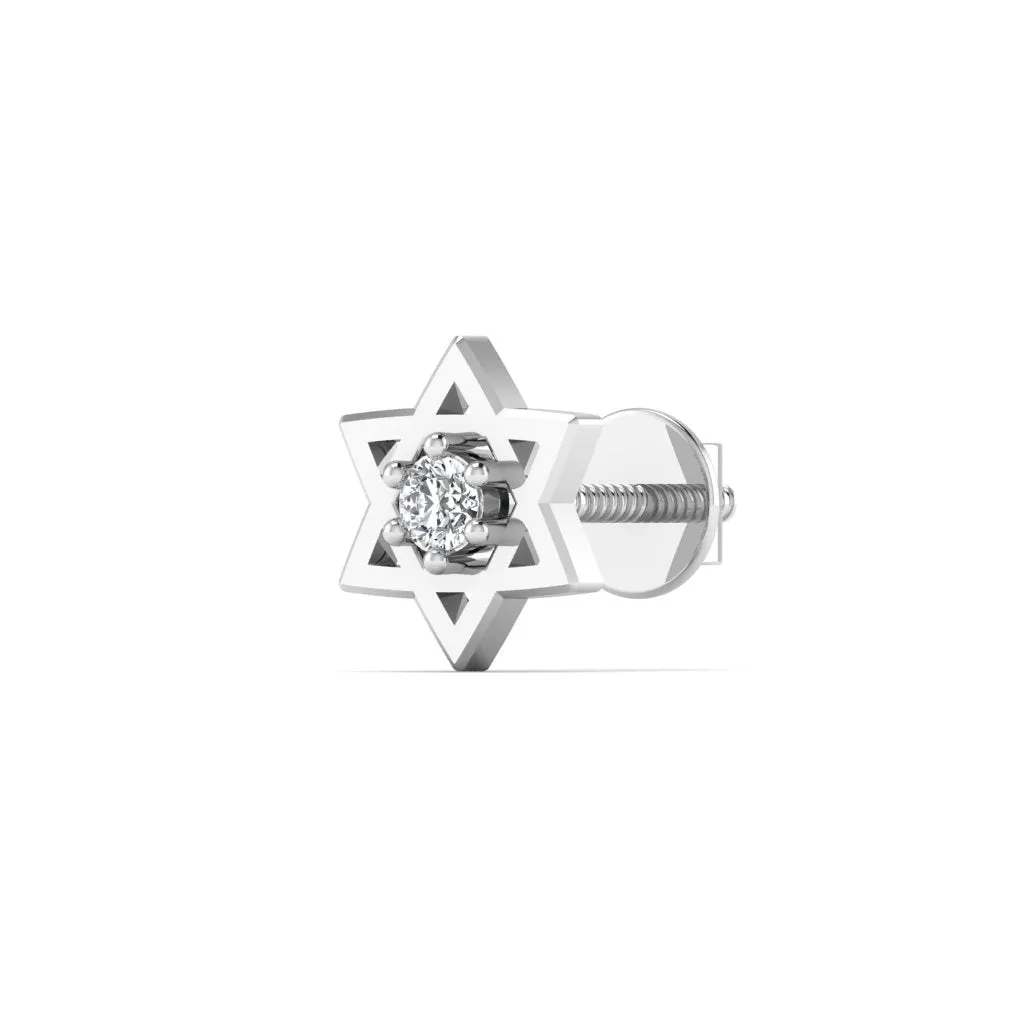 Star Men's Stud Silver Earring