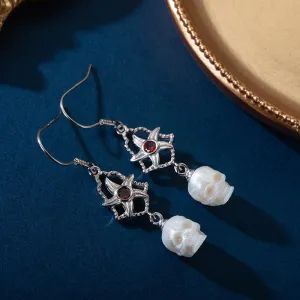 Starfish Bell Amber Stone Pearl Skull Earrings