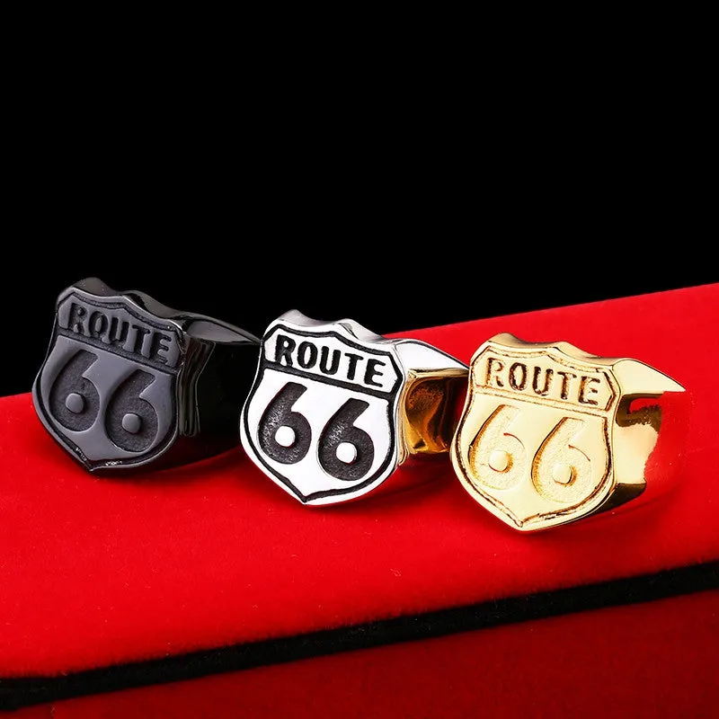 Steel soldier Man's Jewelry Stainless Steel Biker ring Route 66 Ring