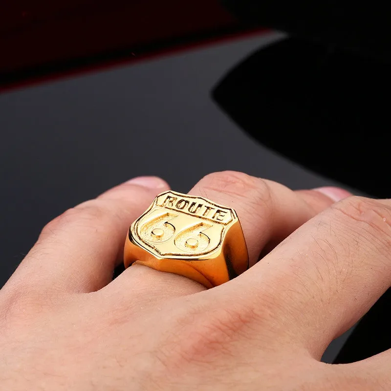 Steel soldier Man's Jewelry Stainless Steel Biker ring Route 66 Ring