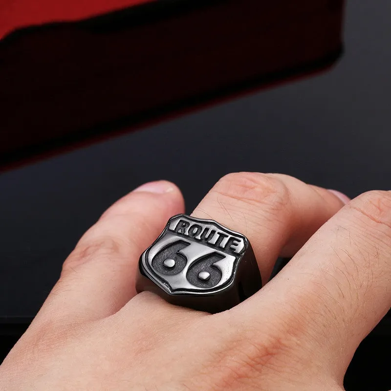 Steel soldier Man's Jewelry Stainless Steel Biker ring Route 66 Ring
