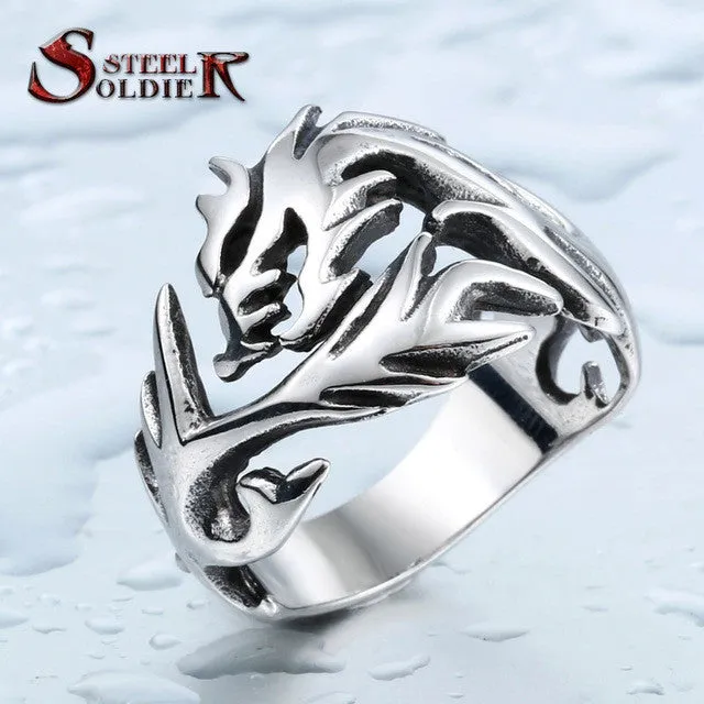 Steel soldier Wholesale Fashion Jewelry Dragon Rings Men High Quality Stainless Steel