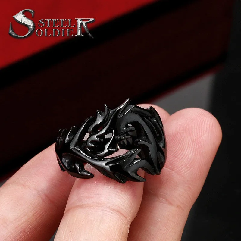 Steel soldier Wholesale Fashion Jewelry Dragon Rings Men High Quality Stainless Steel