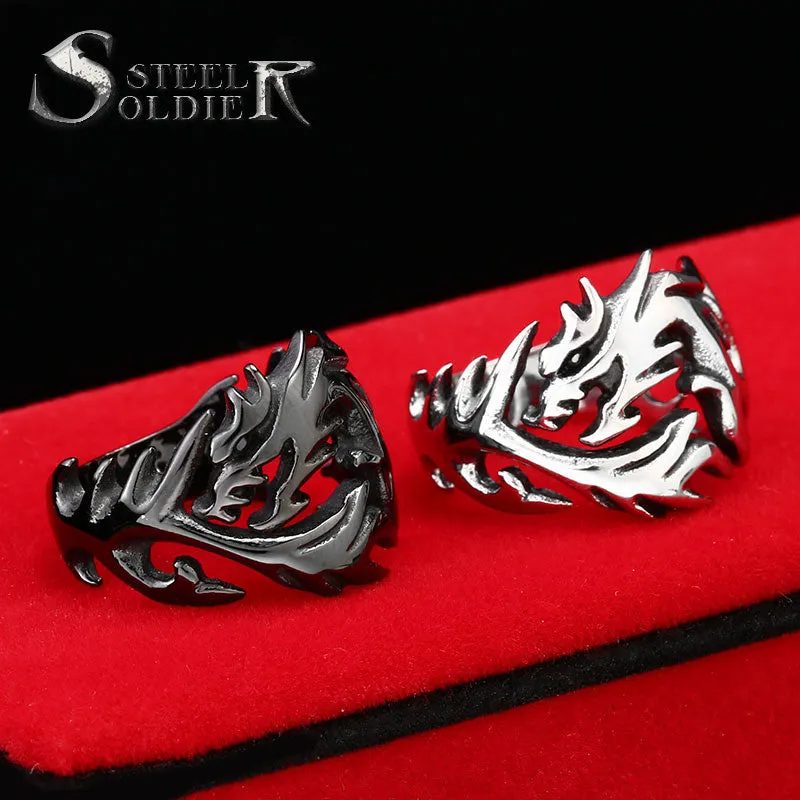 Steel soldier Wholesale Fashion Jewelry Dragon Rings Men High Quality Stainless Steel