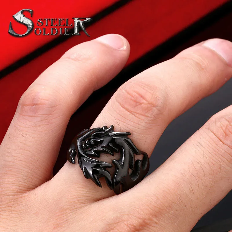 Steel soldier Wholesale Fashion Jewelry Dragon Rings Men High Quality Stainless Steel