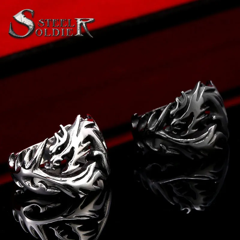 Steel soldier Wholesale Fashion Jewelry Dragon Rings Men High Quality Stainless Steel