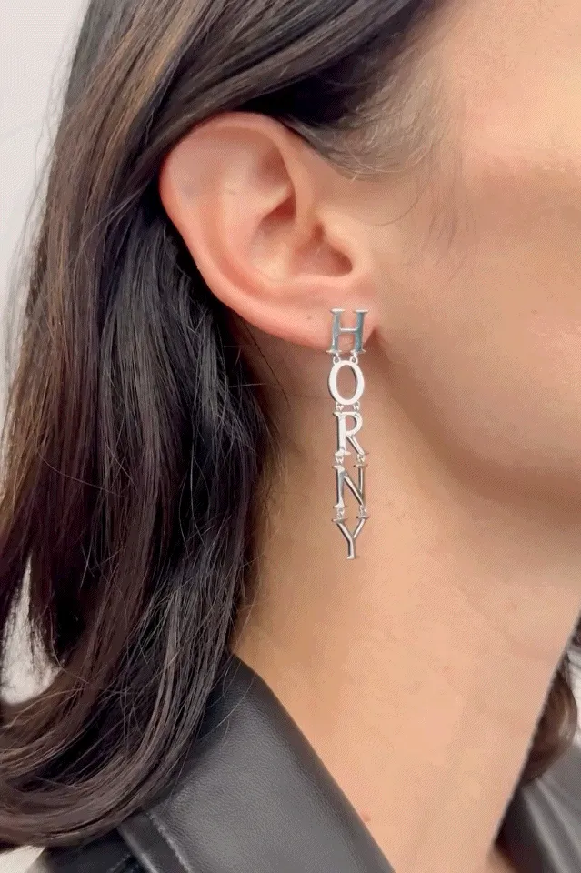Sterling Silver HORNY Dangle Earring