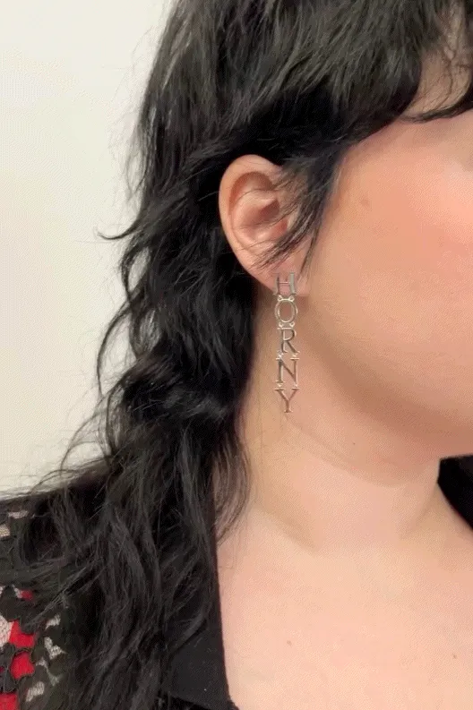 Sterling Silver HORNY Dangle Earring