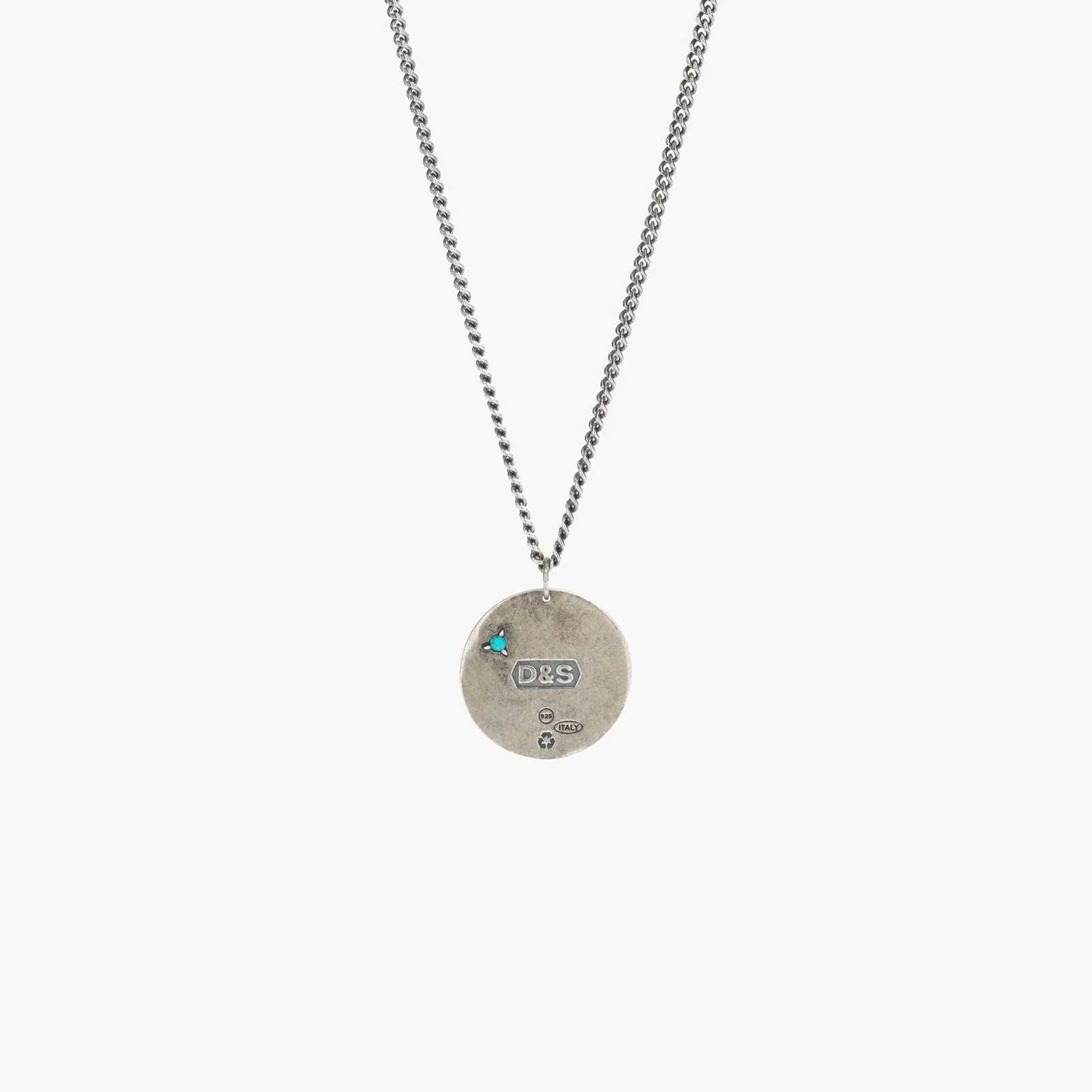 Sterling Silver Modern Medallion Necklace with Turquoise