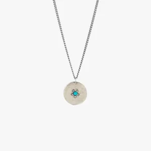 Sterling Silver Modern Medallion Necklace with Turquoise