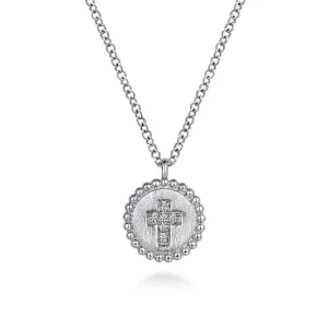 Sterling Silver Natural Diamond Cross17.5 inch Necklace