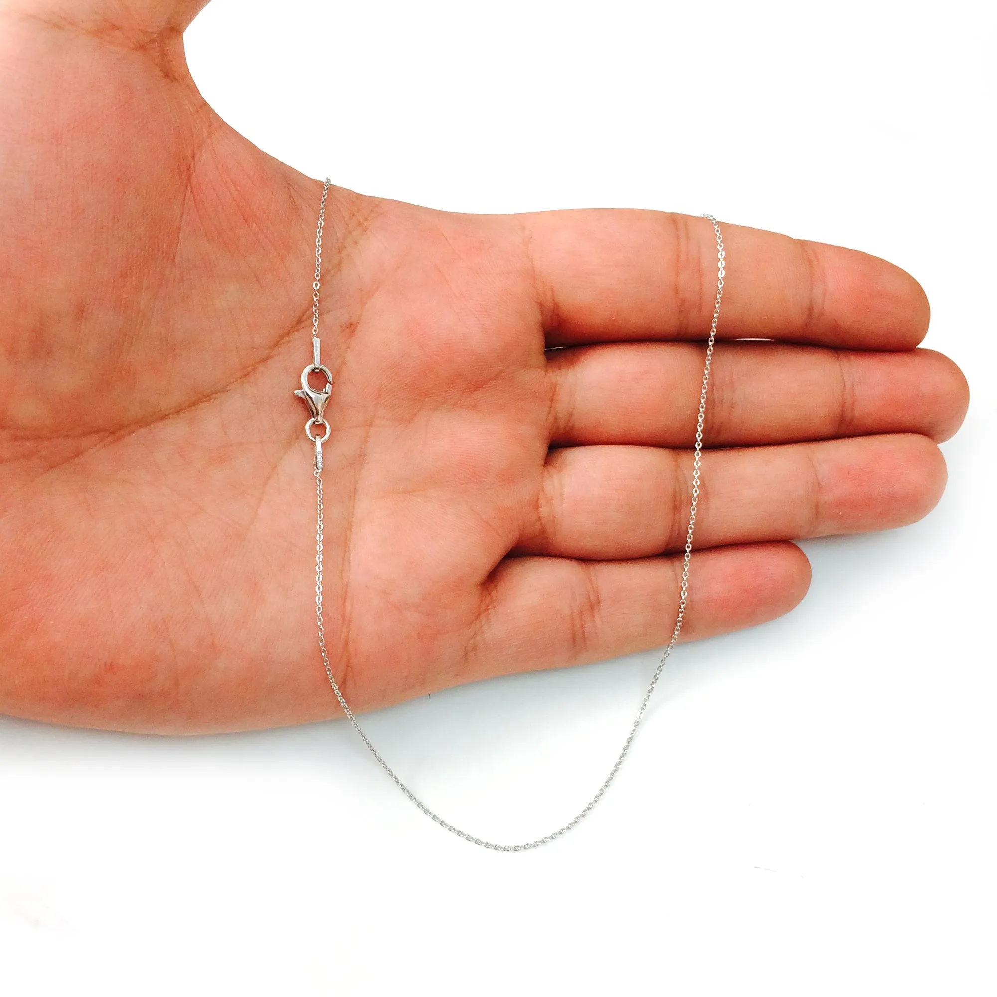 Sterling Silver Rhodium Plated Cable Chain Necklace, 0.6mm