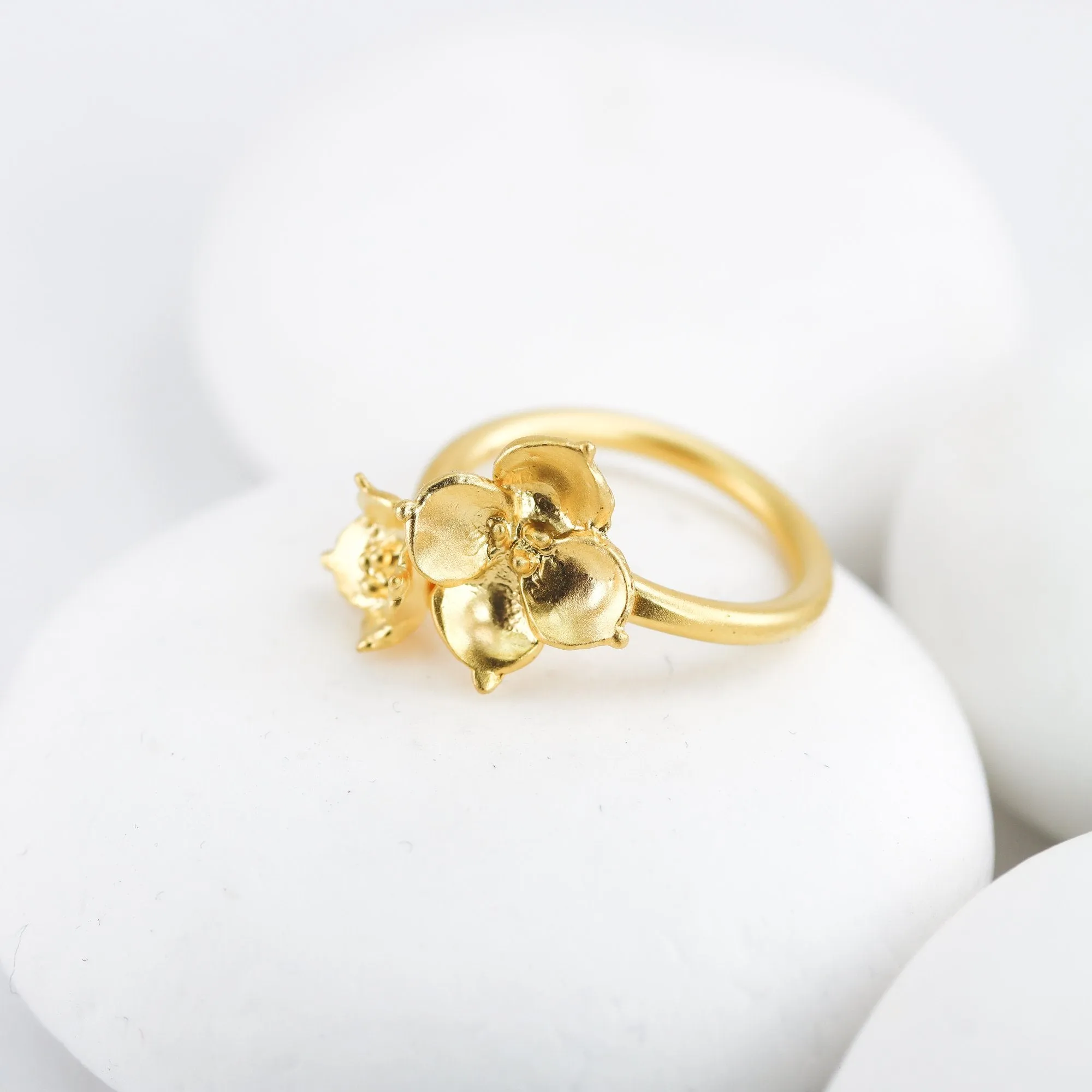 Succulent Flower Ring in Silver