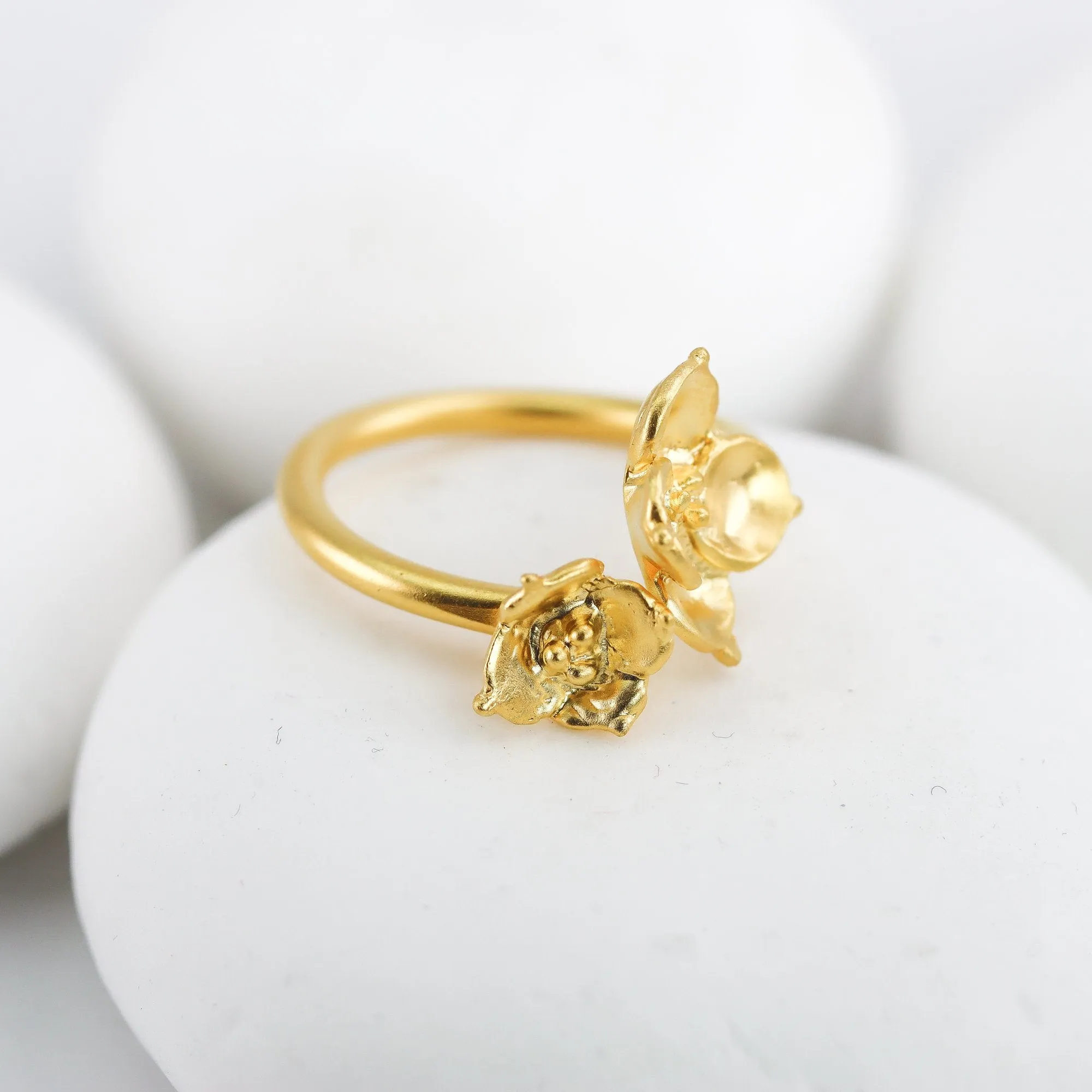 Succulent Flower Ring in Silver