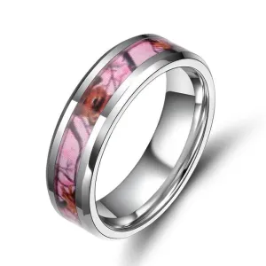 Summer Leaf Inlay Men's Tungsten Wedding Band