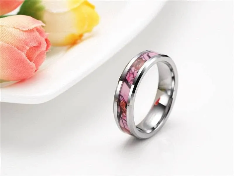 Summer Leaf Inlay Men's Tungsten Wedding Band