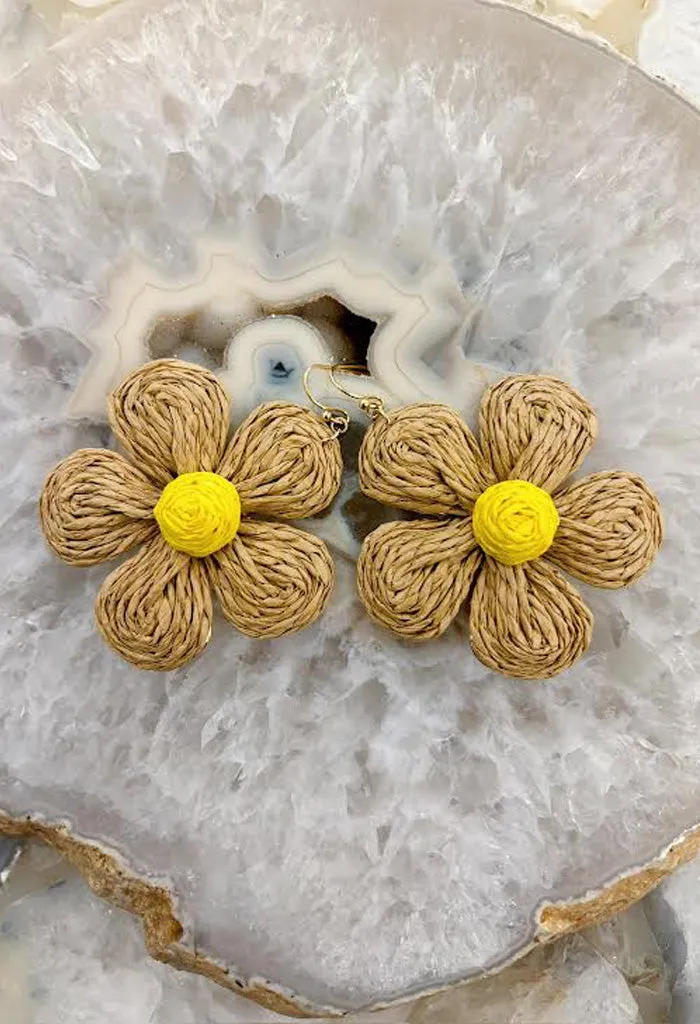 Sunflower Earrings-Natural