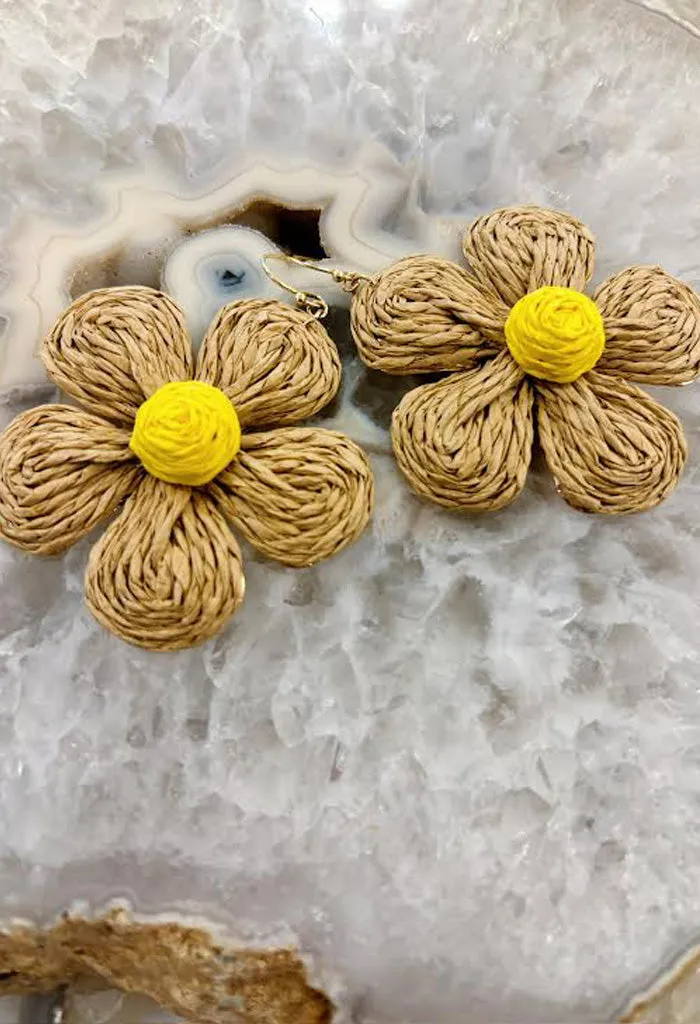Sunflower Earrings-Natural