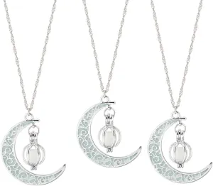 SUPERFINDINGS 3Pcs 3 Colors Moon Charm Necklaces Glow in The Dark Moon Necklace Half Crescent Pendant Necklace Luminous Series Moon Necklace Alloy Fluorescent Necklace for Women
