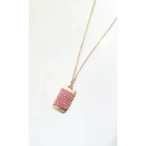 Tab Necklace 4988 with Pink Sapphires and Freshwater Pearl by Michelle Pressler Jewelry