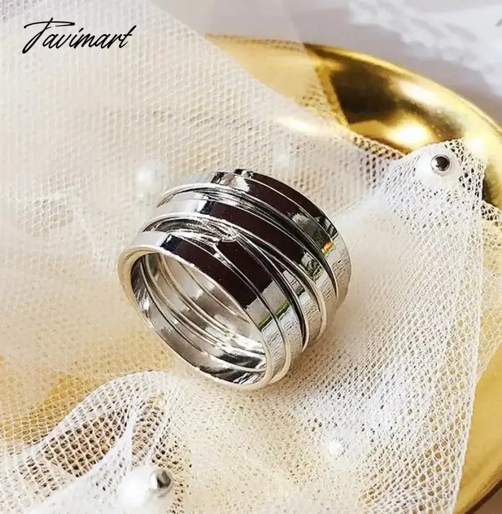 Tavimart Minimalist Multi Layers Wide Rings For Women New Trendy Jewelry Personality Statement Ring Bijoux