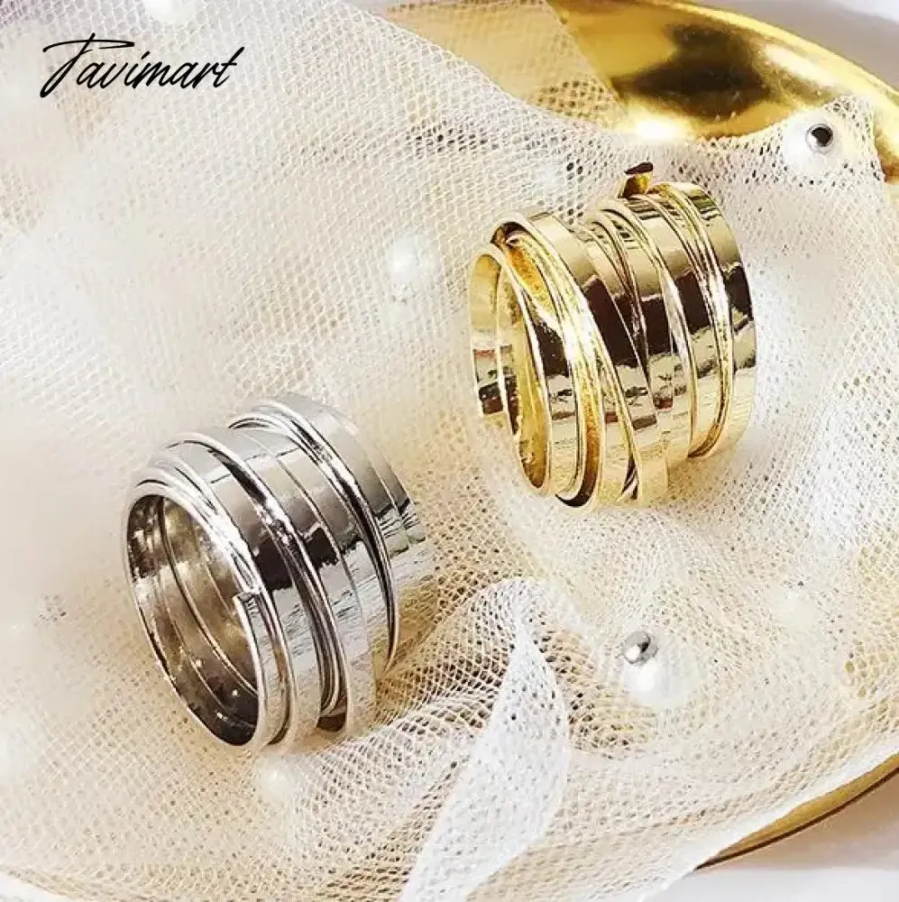 Tavimart Minimalist Multi Layers Wide Rings For Women New Trendy Jewelry Personality Statement Ring Bijoux