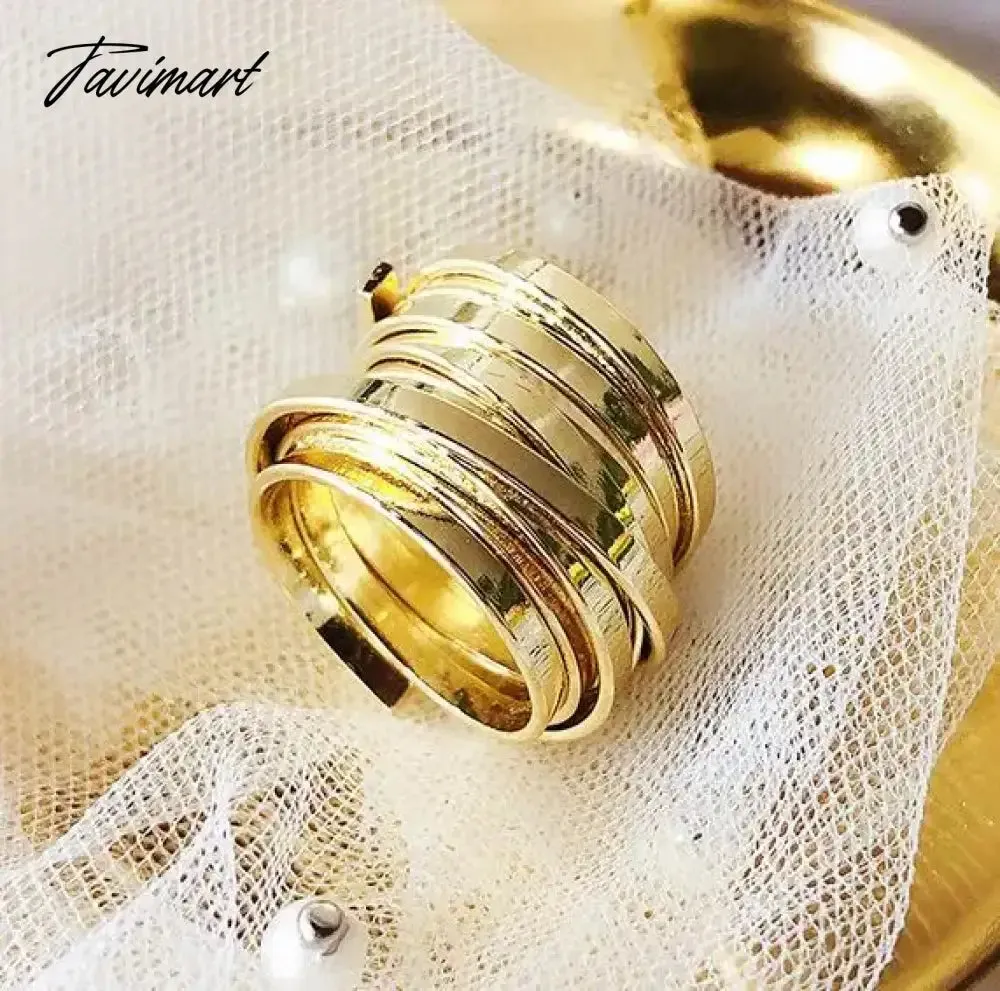 Tavimart Minimalist Multi Layers Wide Rings For Women New Trendy Jewelry Personality Statement Ring Bijoux