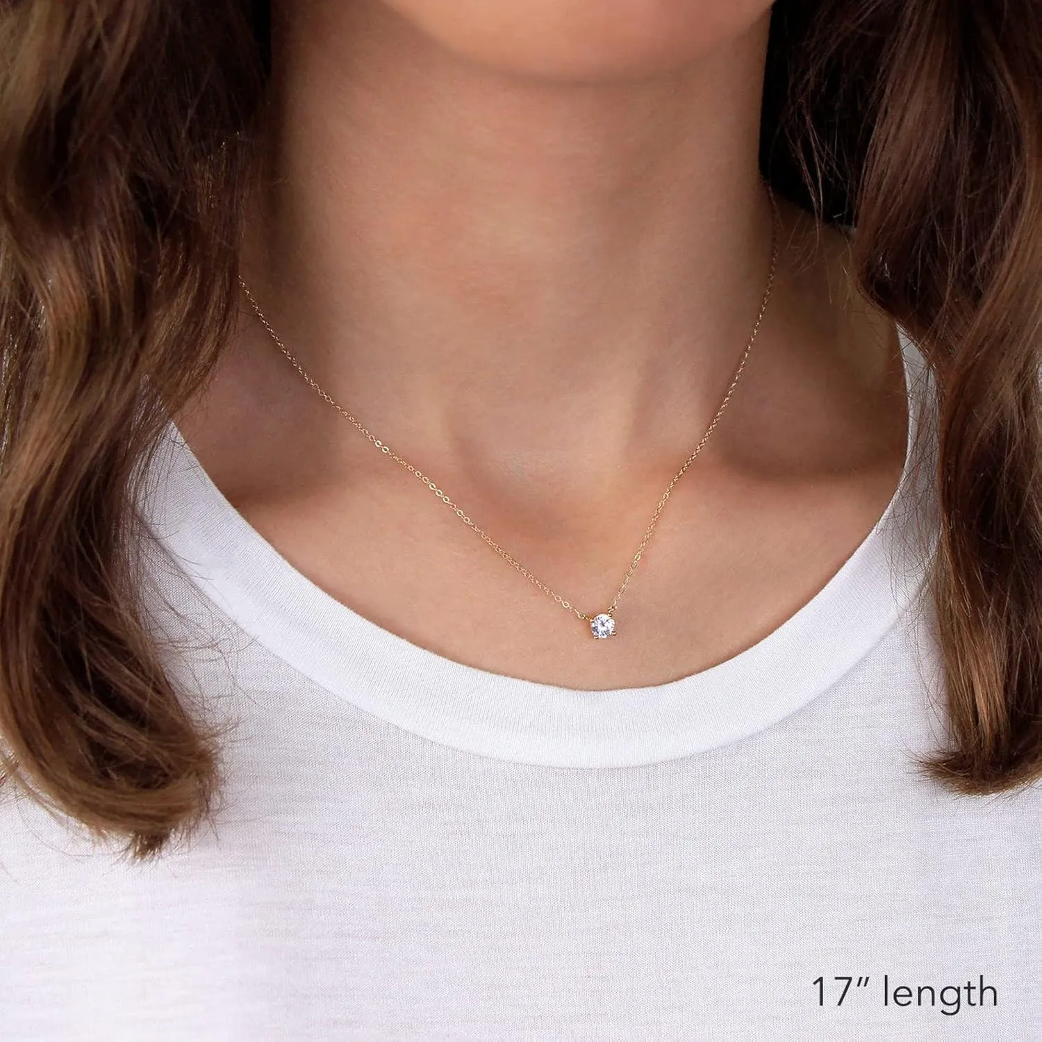 Tewiky Diamond Necklaces for Women, Dainty 14k Gold/Sterling Silver Choker Necklace Simple Gold Plated CZ Jewelry Necklaces for Women Trendy Gifts
