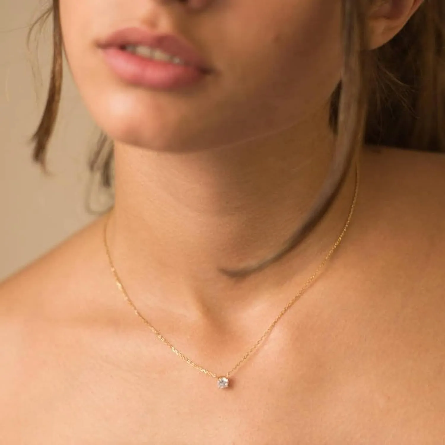 Tewiky Diamond Necklaces for Women, Dainty 14k Gold/Sterling Silver Choker Necklace Simple Gold Plated CZ Jewelry Necklaces for Women Trendy Gifts