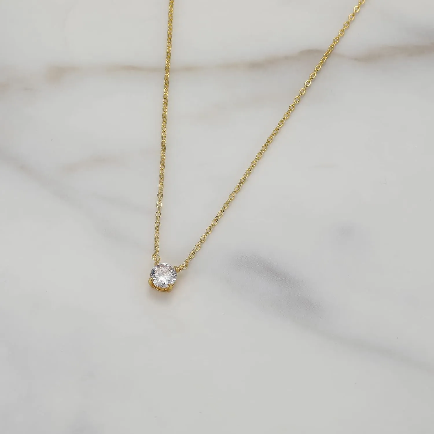 Tewiky Diamond Necklaces for Women, Dainty 14k Gold/Sterling Silver Choker Necklace Simple Gold Plated CZ Jewelry Necklaces for Women Trendy Gifts