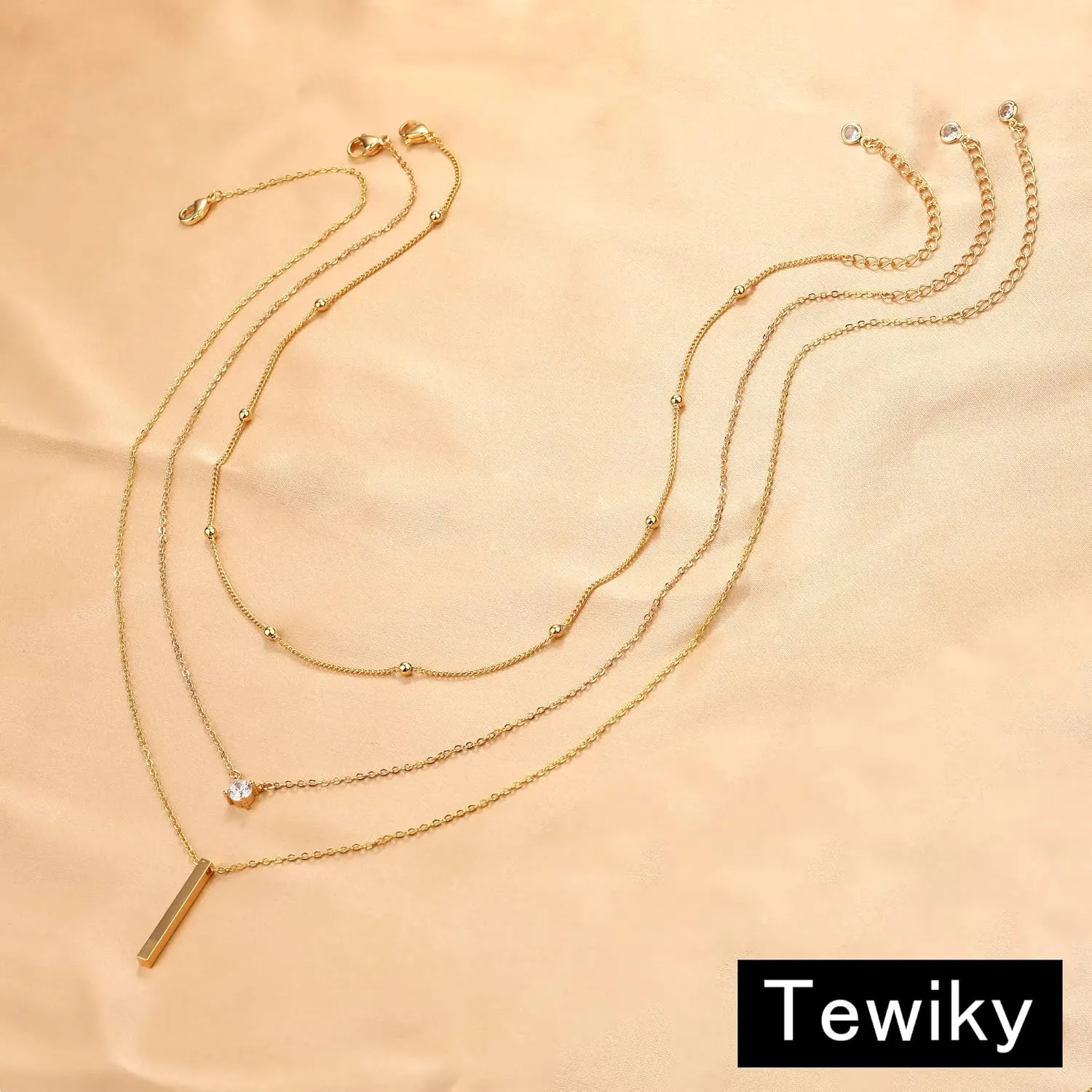 Tewiky Diamond Necklaces for Women, Dainty 14k Gold/Sterling Silver Choker Necklace Simple Gold Plated CZ Jewelry Necklaces for Women Trendy Gifts