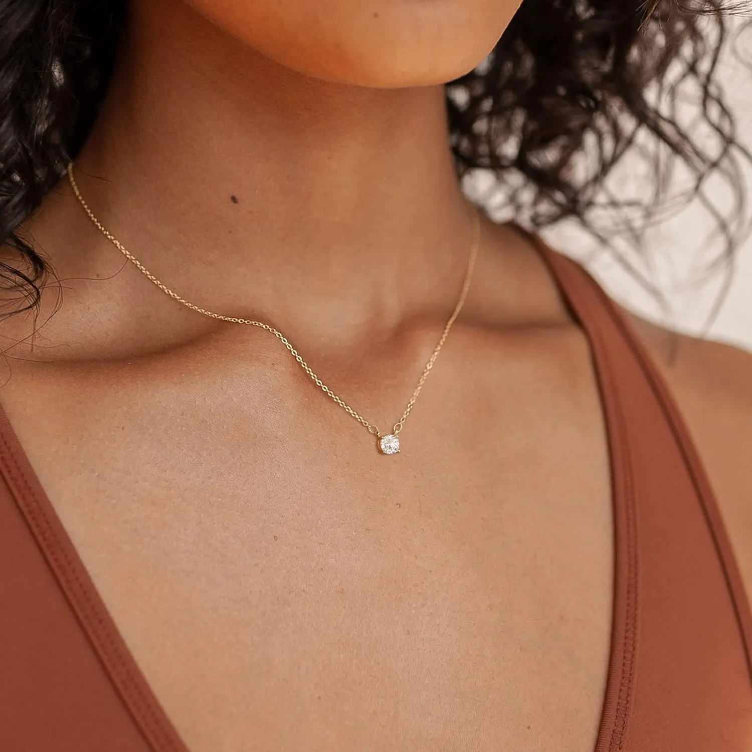 Tewiky Diamond Necklaces for Women, Dainty 14k Gold/Sterling Silver Choker Necklace Simple Gold Plated CZ Jewelry Necklaces for Women Trendy Gifts
