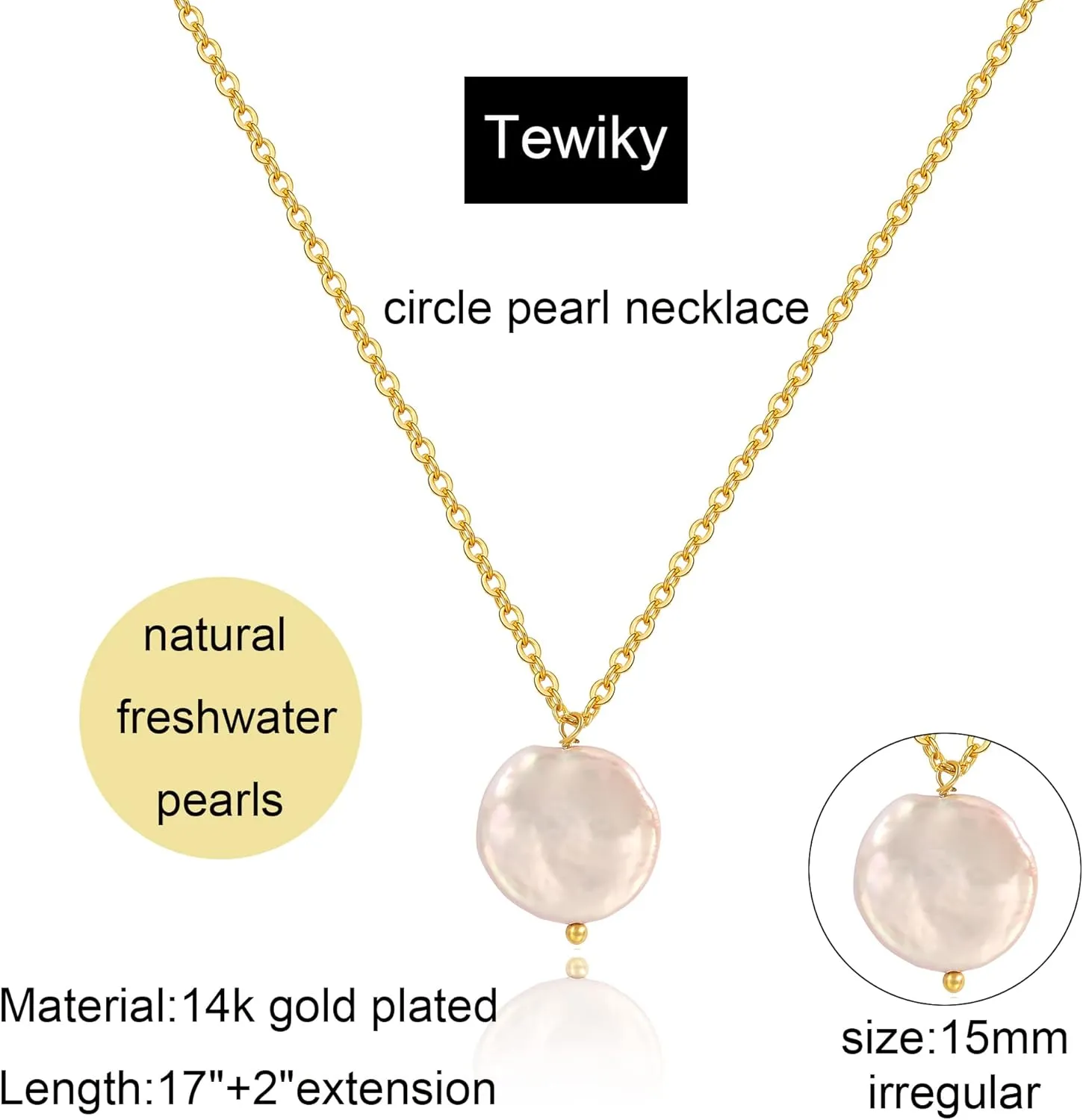 Tewiky Pearl Necklaces for Women, Dainty Gold Necklace 14k Gold Plated Single Pearl Necklace Simple Pearl Choker Necklaces for Women Trendy Cute Gold Necklace Jewelry for Women