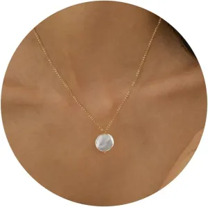 Tewiky Pearl Necklaces for Women, Dainty Gold Necklace 14k Gold Plated Single Pearl Necklace Simple Pearl Choker Necklaces for Women Trendy Cute Gold Necklace Jewelry for Women