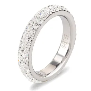 Three row clear crystal ring