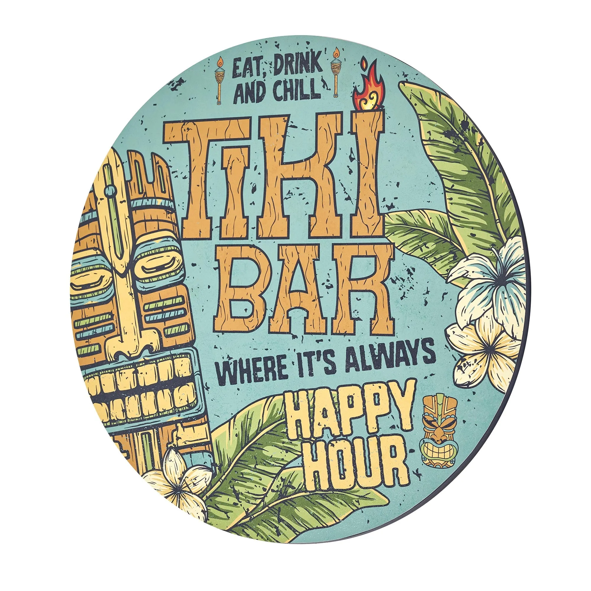 Tiki Bar Round MDF Wall Plaque - 20" x 20" x 0.35"