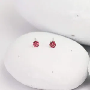 Tiny Pink Tourmaline Stud Earrings