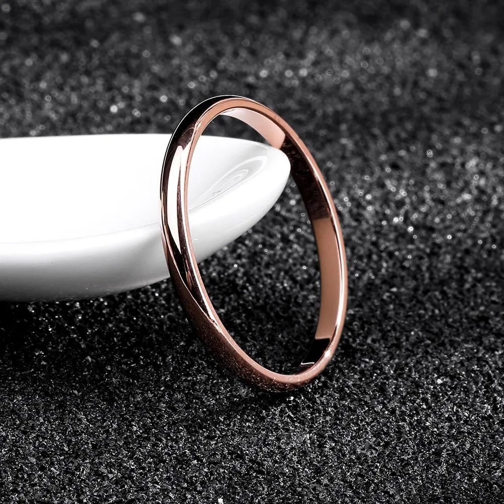 Titanium Steel  Rose Gold , Silver, Black Anti-allergy Smooth Wedding Ring Bijouterie for Woman