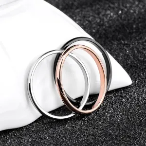 Titanium Steel  Rose Gold , Silver, Black Anti-allergy Smooth Wedding Ring Bijouterie for Woman