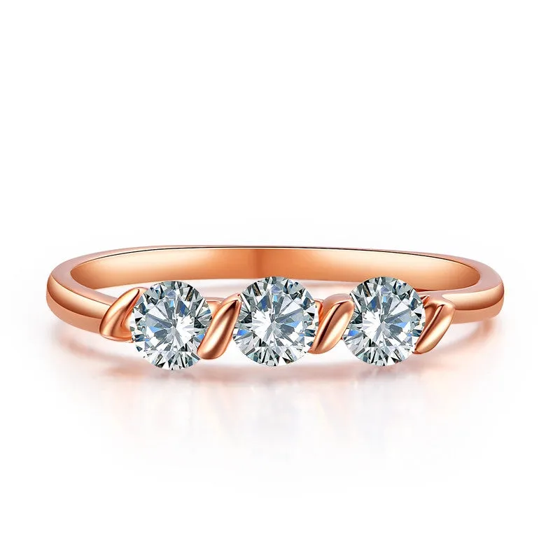 Top Quality Concise Crystal Ring Rose Gold Plated Austrian Crystals Full Sizes
