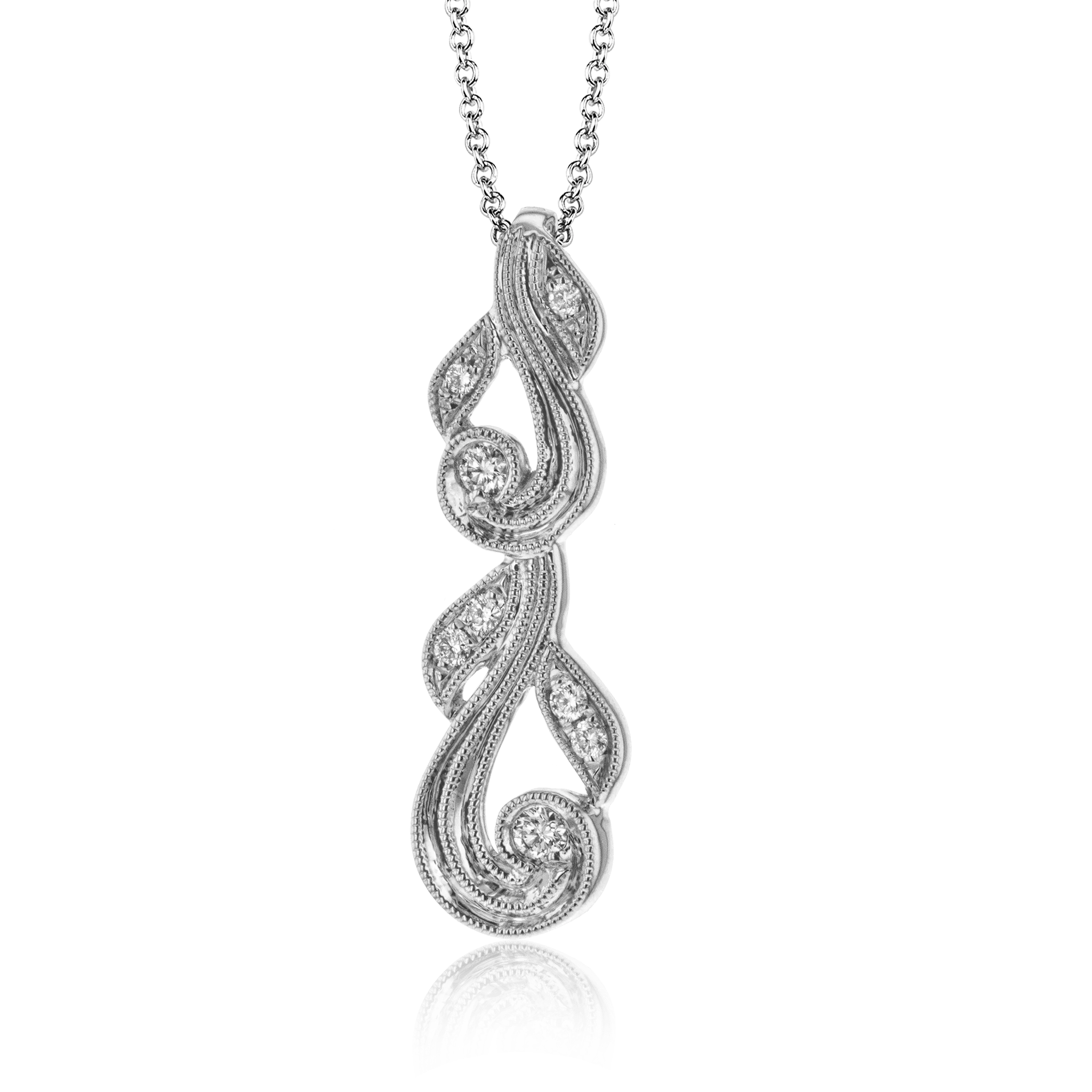 Trellis Pendant Necklace in 18k Gold with Diamonds TP473 WHITE 18K X