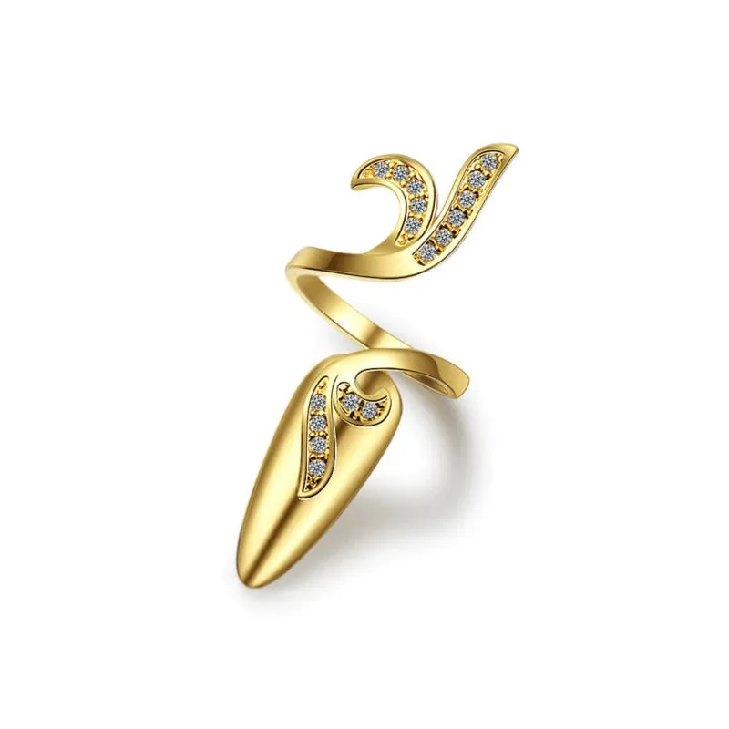 Trendy Rhinestone Accented Fingernail Protective Cover Jewelry Rings