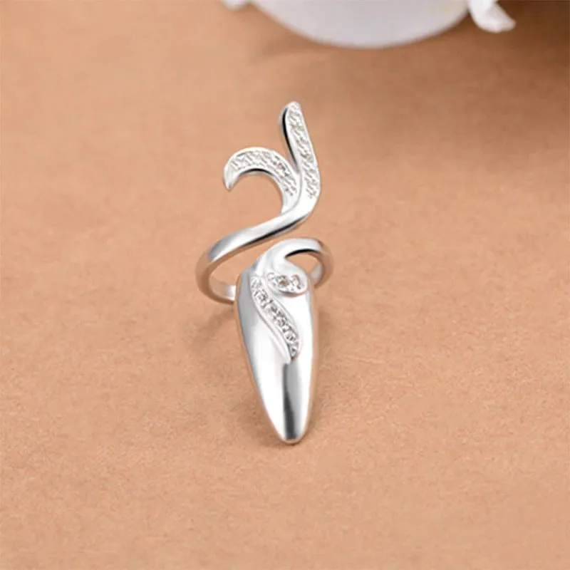 Trendy Rhinestone Accented Fingernail Protective Cover Jewelry Rings