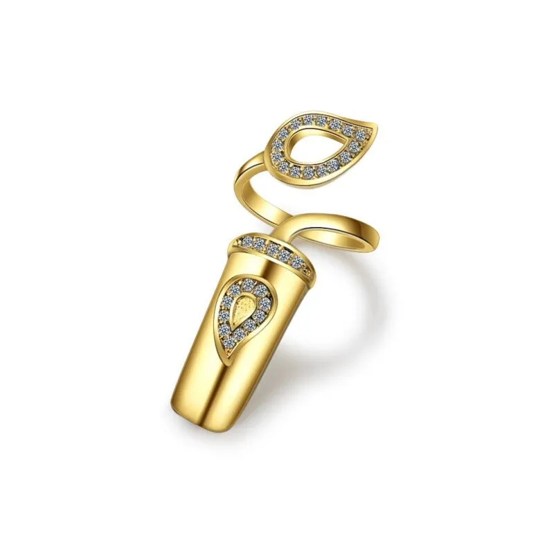 Trendy Rhinestone Accented Fingernail Protective Cover Jewelry Rings