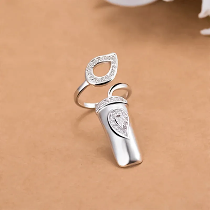 Trendy Rhinestone Accented Fingernail Protective Cover Jewelry Rings