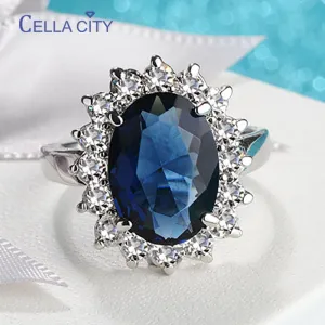 Trendy Silver Fine Jewelry with Gemstones Flower shaped Ring