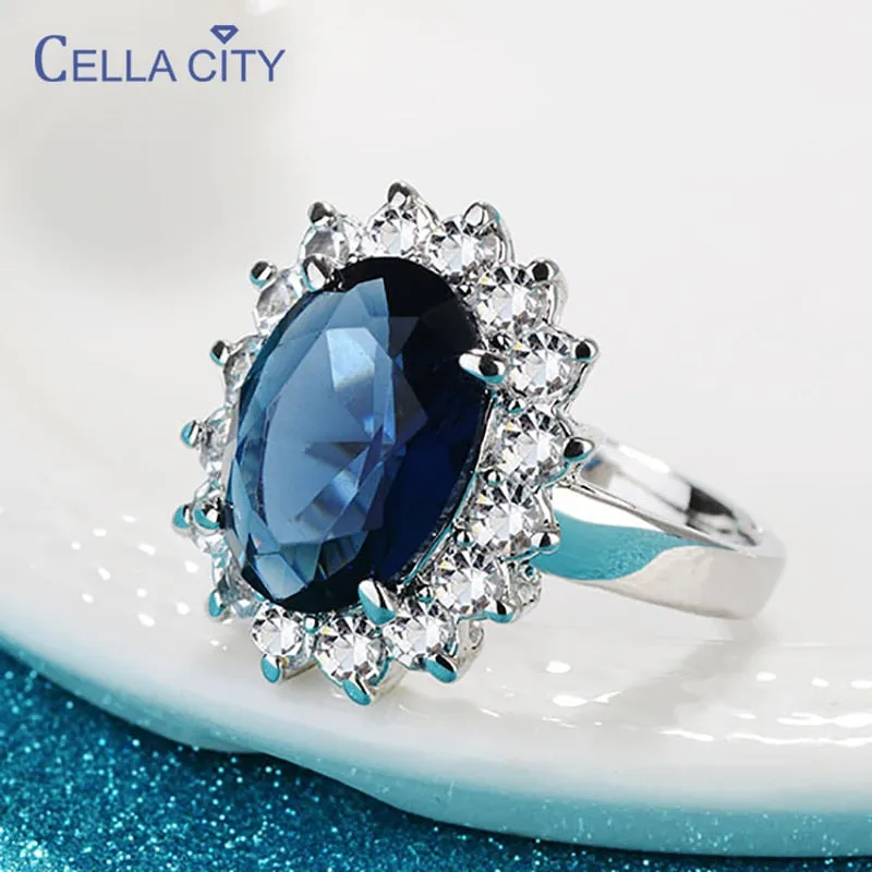 Trendy Silver Fine Jewelry with Gemstones Flower shaped Ring
