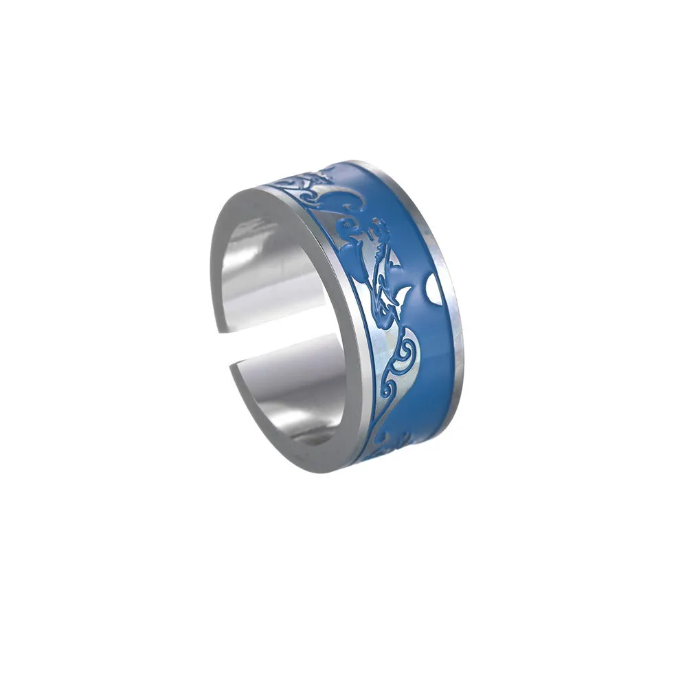 Trendy Titanium Steel Rings Set with Owl and Shark Motifs