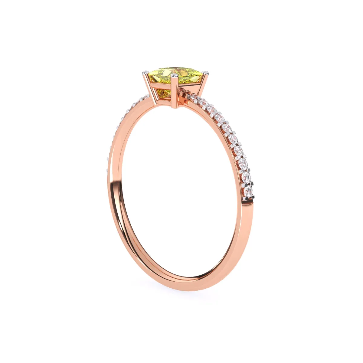 Trendy Yellow Topaz Pricess Diamond Dainty Ring